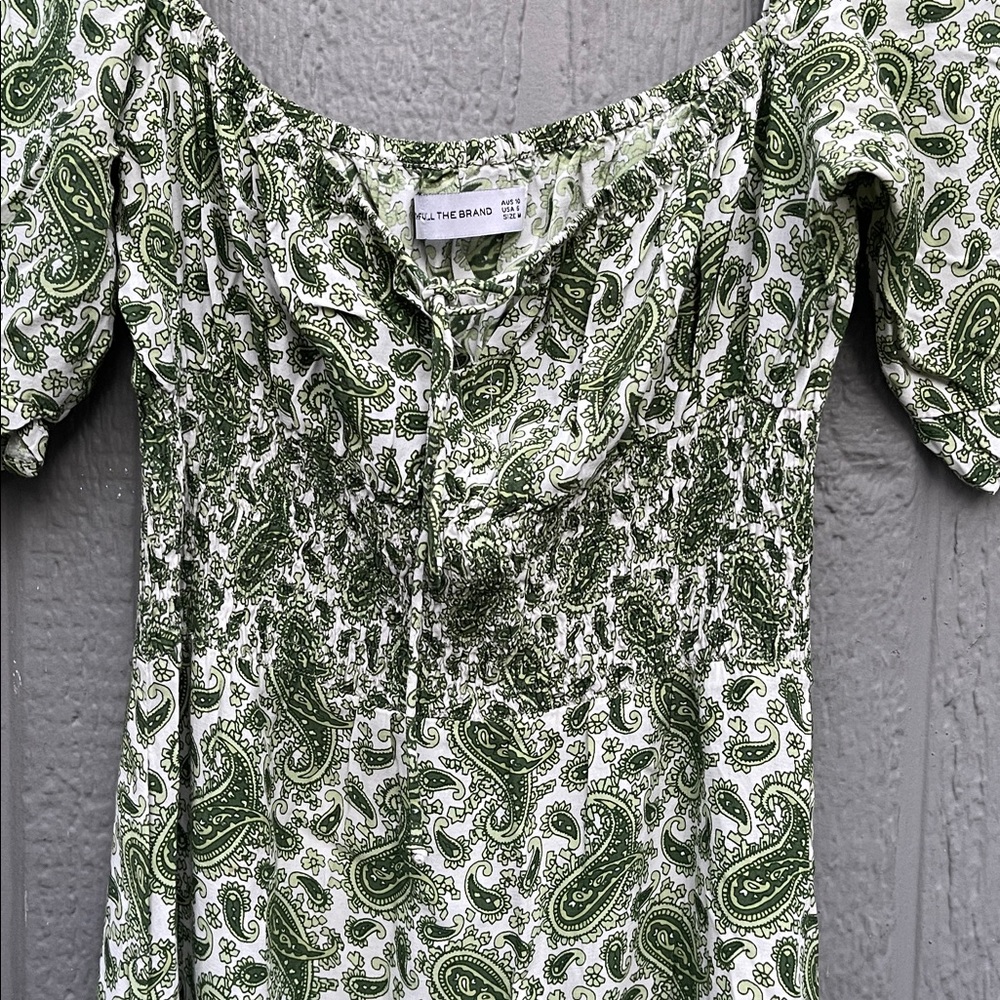 Faithfull the Brand Green Paisley Midi Dress Size: M - Picture 6 of 11